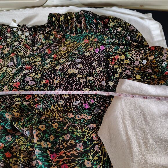 Anthropologie Akemi & Kin XS Floral Midi Dress Boho Semi Sheer Flowy Cottagecore - Picture 9 of 11